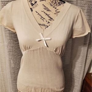 Knitwear G cream ribbed jersey sz med